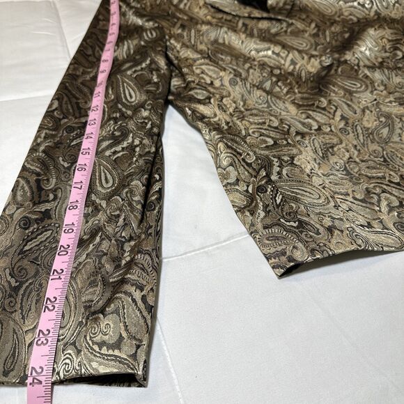 Judith Hart Womens Gold Metallic Paisley Print Lined Blazer Jacket Size 12 - Picture 12 of 12